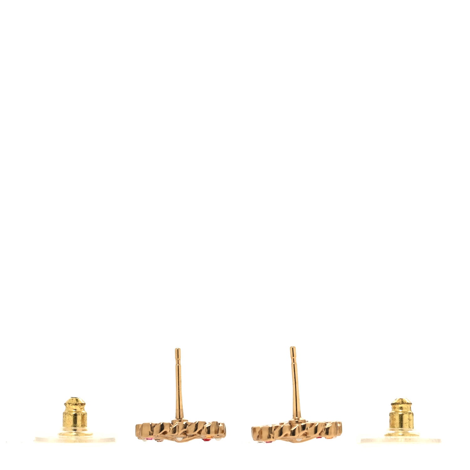 Chanel Pearl Crystal CC Heart Earrings Gold Multicolor 3 of 5