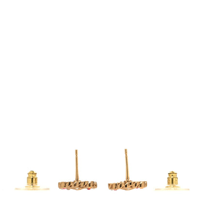 Chanel Pearl Crystal CC Heart Earrings Gold Multicolor 3 of 5