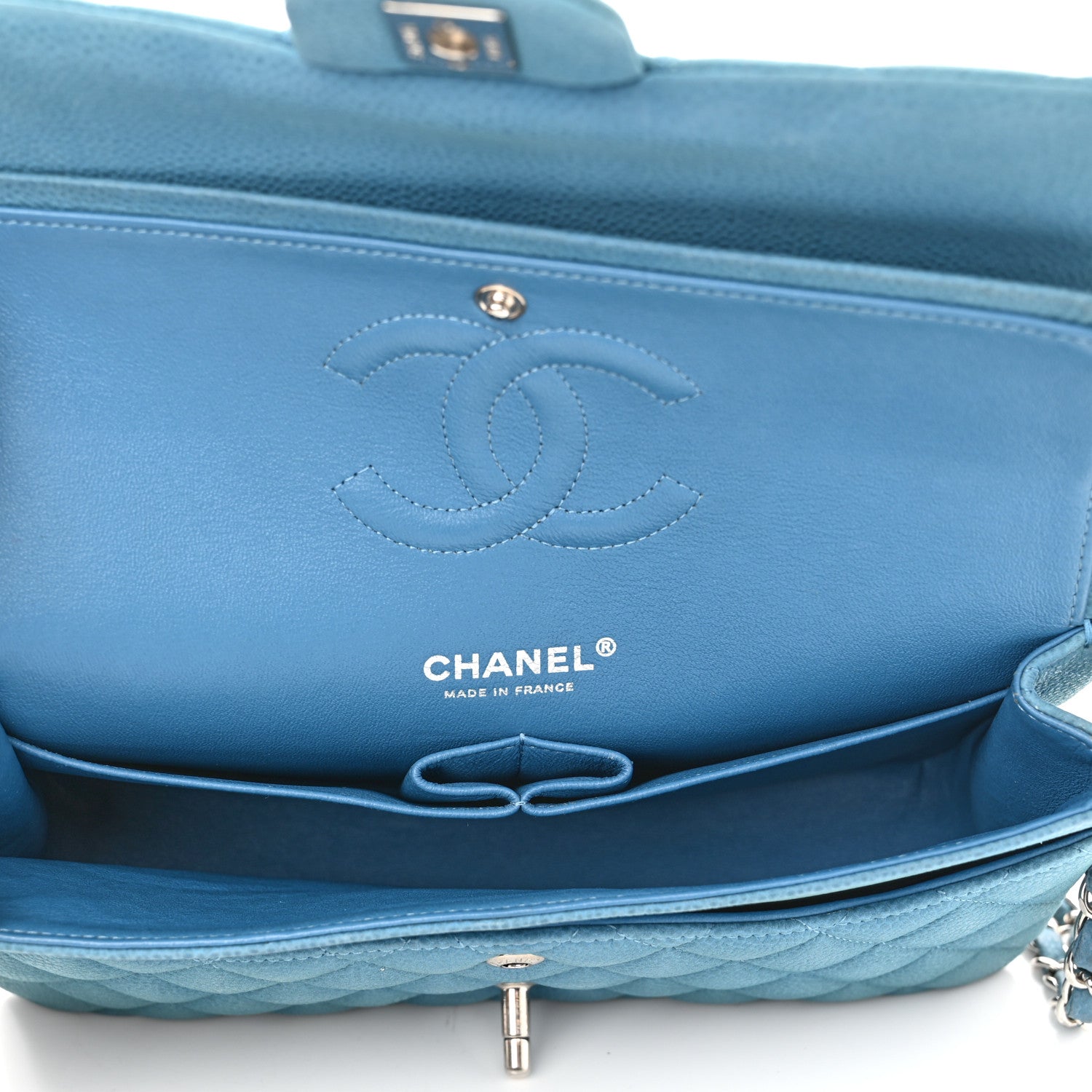 Chanel Iridescent Caviar Quilted Medium Double Flap Blue 5 of 11