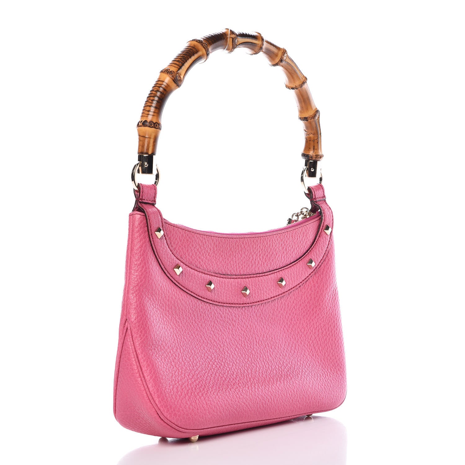 Gucci Calfskin Bamboo Anita Top Handle Bag Pink 3 of 11