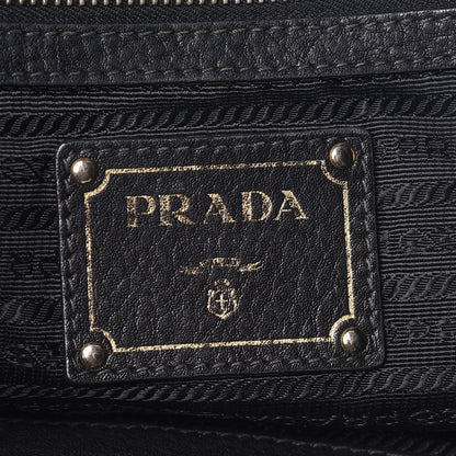 Prada Vitello Daino Side Zip Pocket Hobo Black 8 of 12