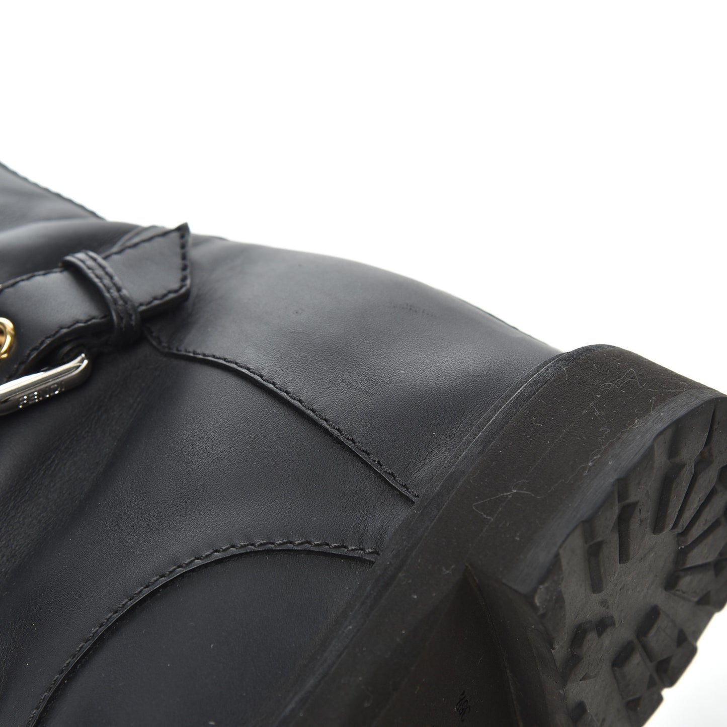 Calfskin Combat Boots 36.5 Black
