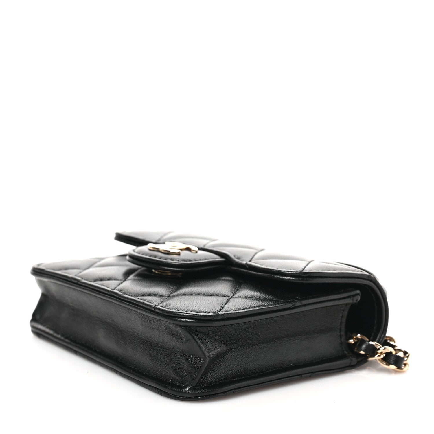 Chanel Lambskin Quilted Top Handle Flap Coin Purse With Chain Black 9 of 9