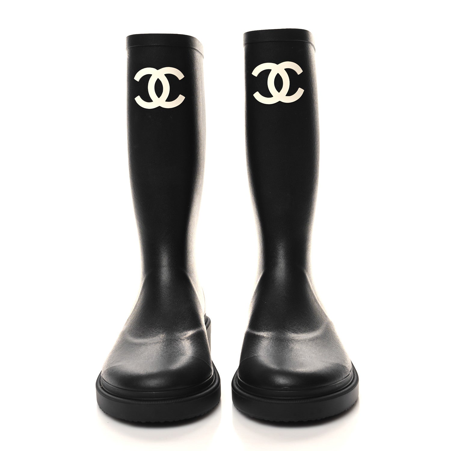 Chanel Caoutchouk CC High Boots 37 Black 2 of 8