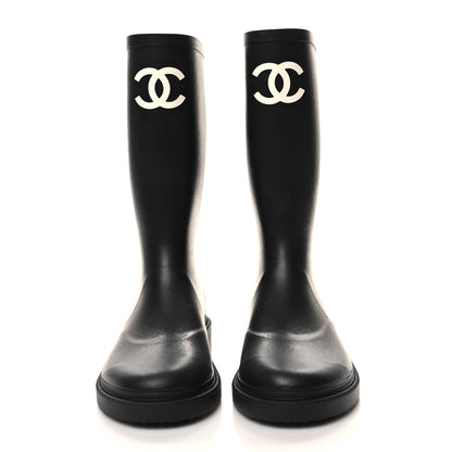 Chanel Caoutchouk CC High Boots 37 Black 2 of 8