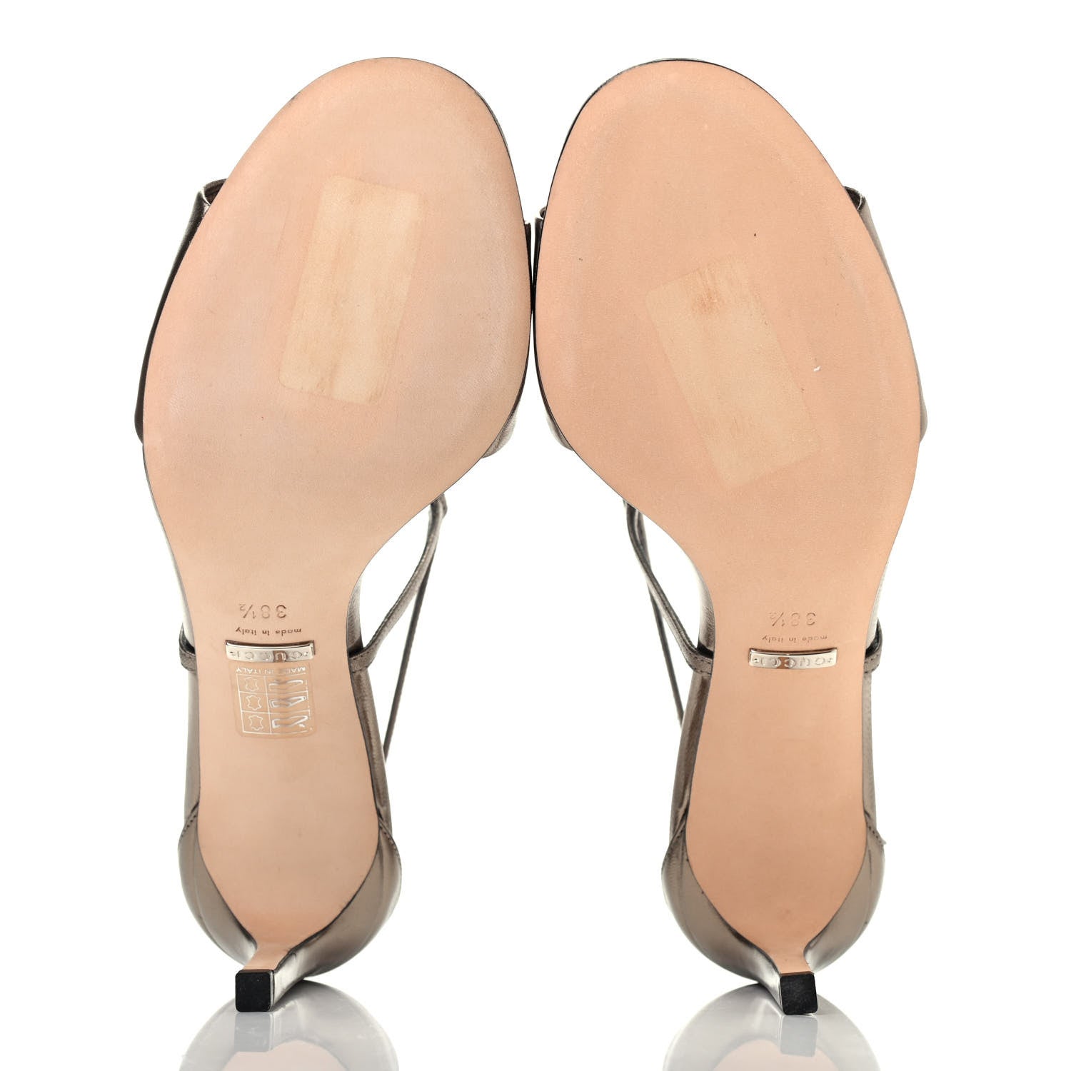 Gucci Metallic Nappa Crystal Interlocking G Ankle Strap Sandals 38.5 Copper 4 of 4