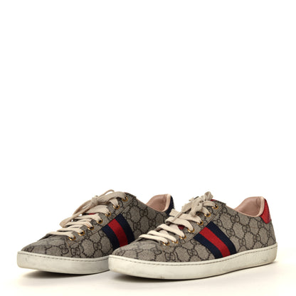 Gucci GG Supreme Monogram Ayers Web Womens Ace Sneakers 39 Beige 6 of 12