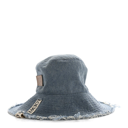 Loewe X PAULA'S IBIZA Denim Frayed Fisherman Bucket Hat 59 Blue 6 of 9