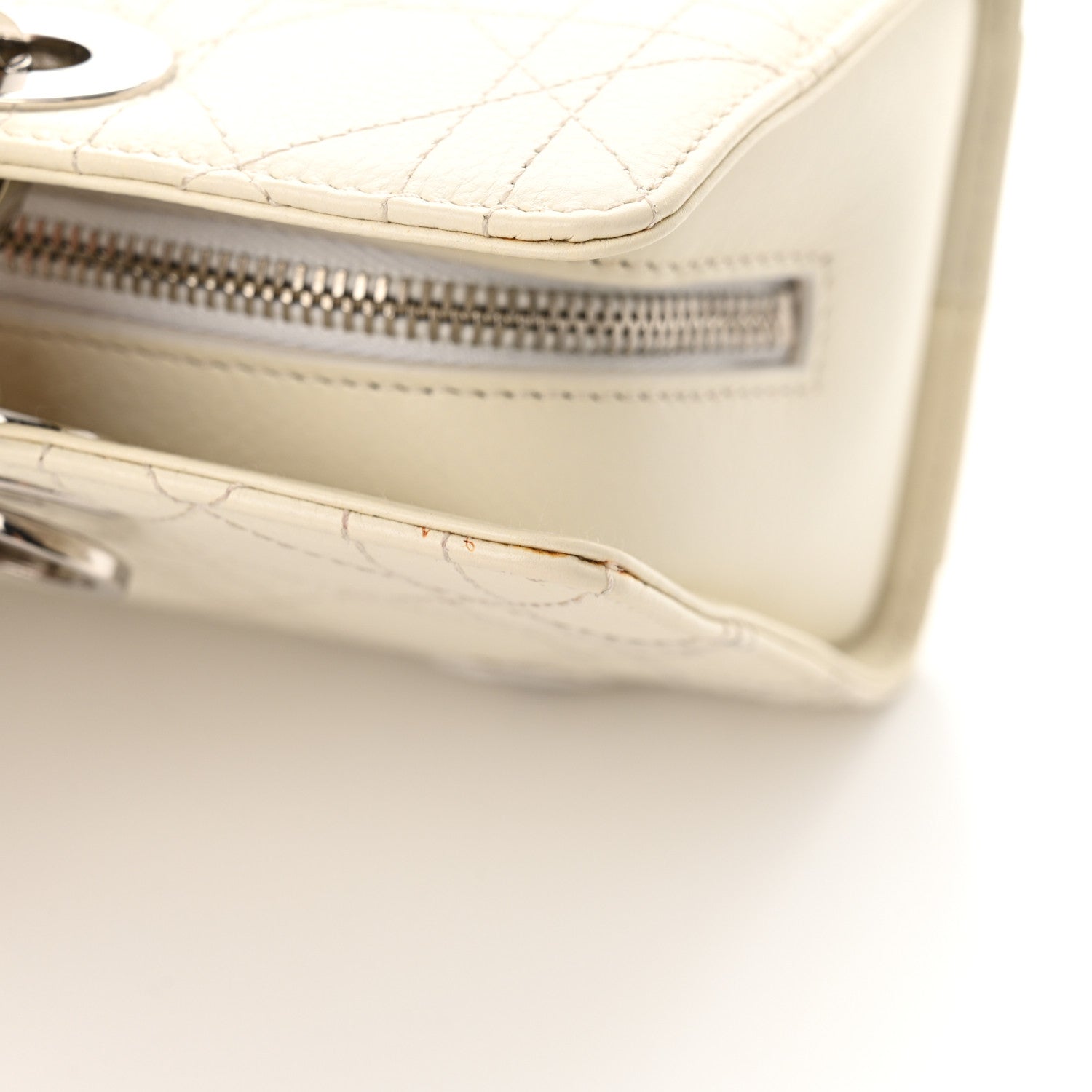 Christian Dior Calfskin Cannage Stitched Small East West Lady Dior White 15 of 15