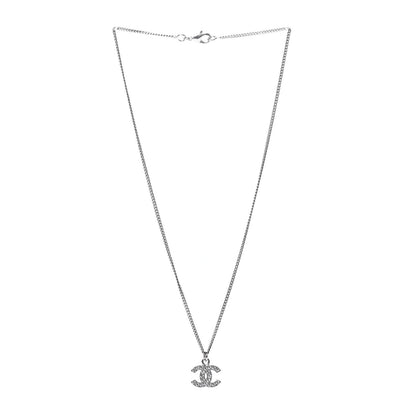 Chanel Crystal Timeless CC Necklace Silver 3 of 5