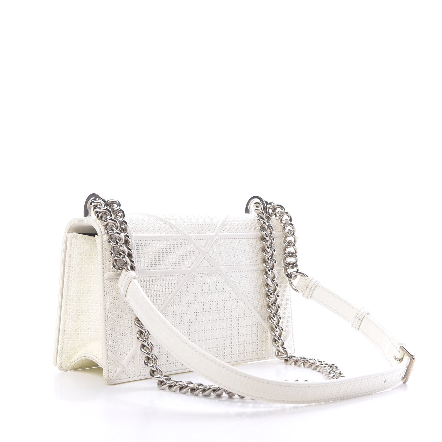 Patent Micro-Cannage Small Diorama Flap Bag White