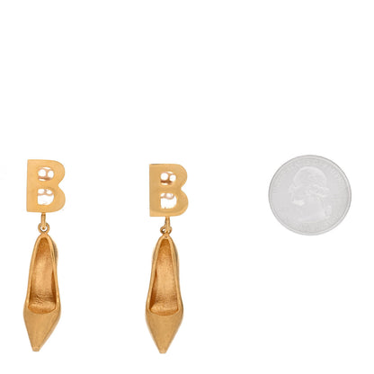 Balenciaga Metal BB Heel Earrings Gold 2 of 6