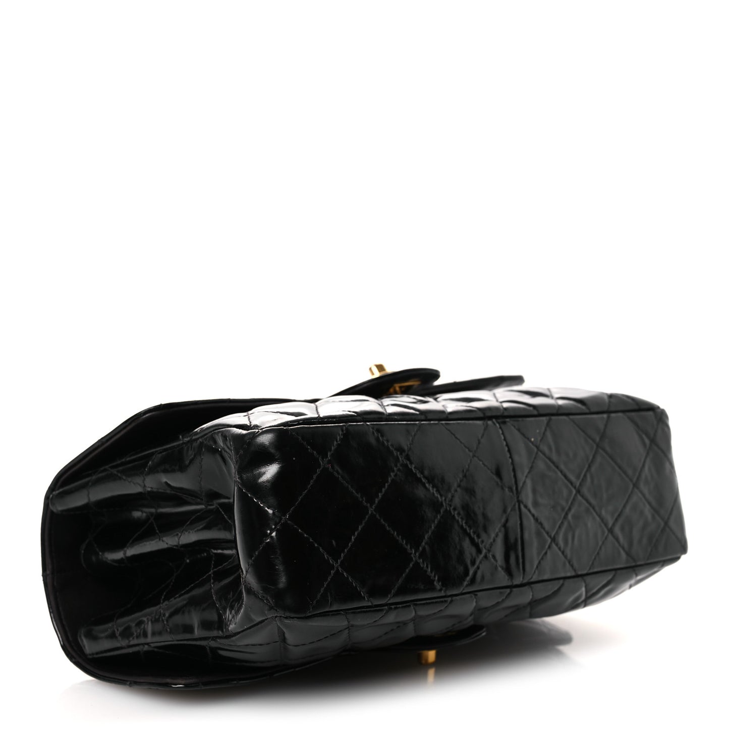Patent Quilted Medium Double Sided Flap Black