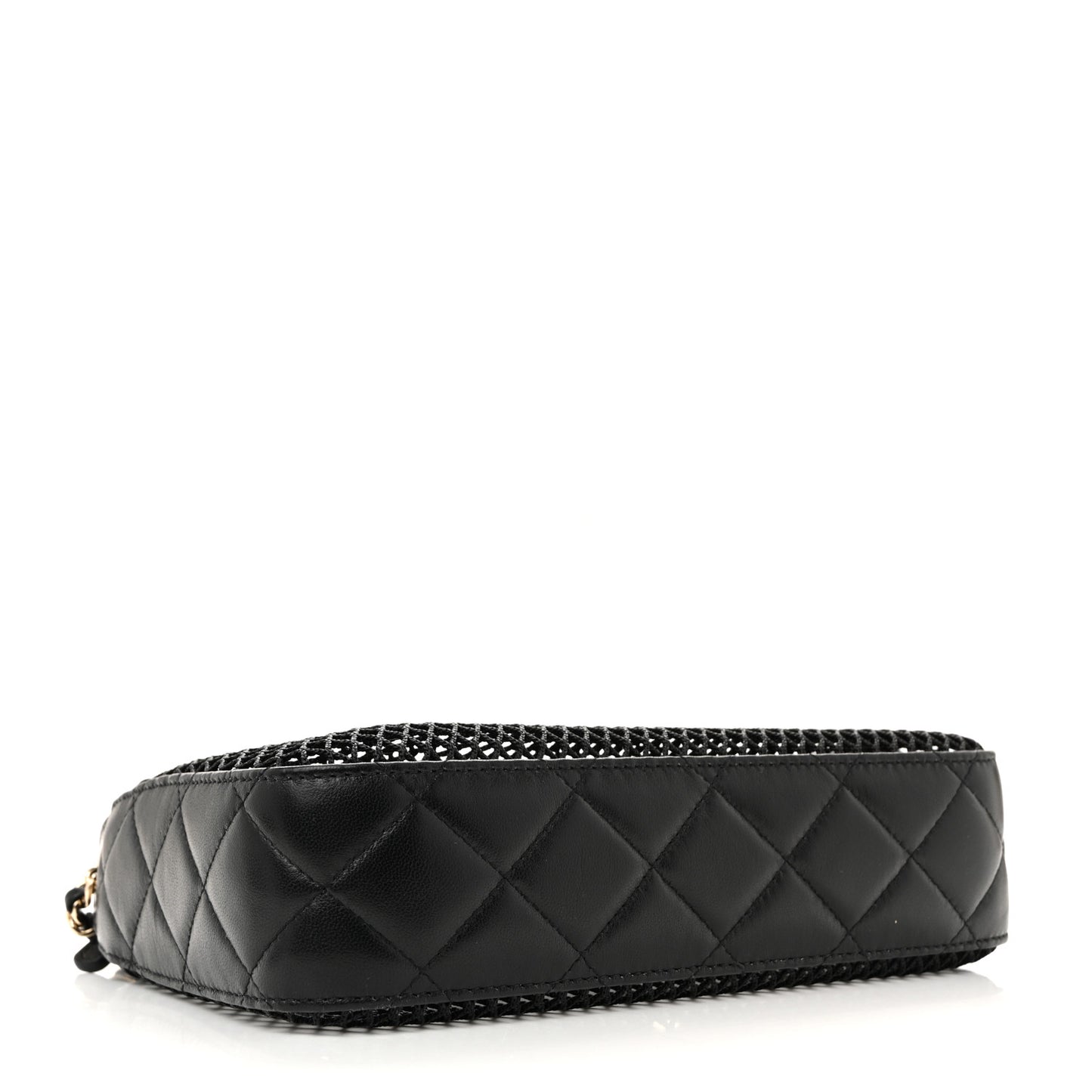 Mesh Shiny Lambskin Clutch With Chain Black