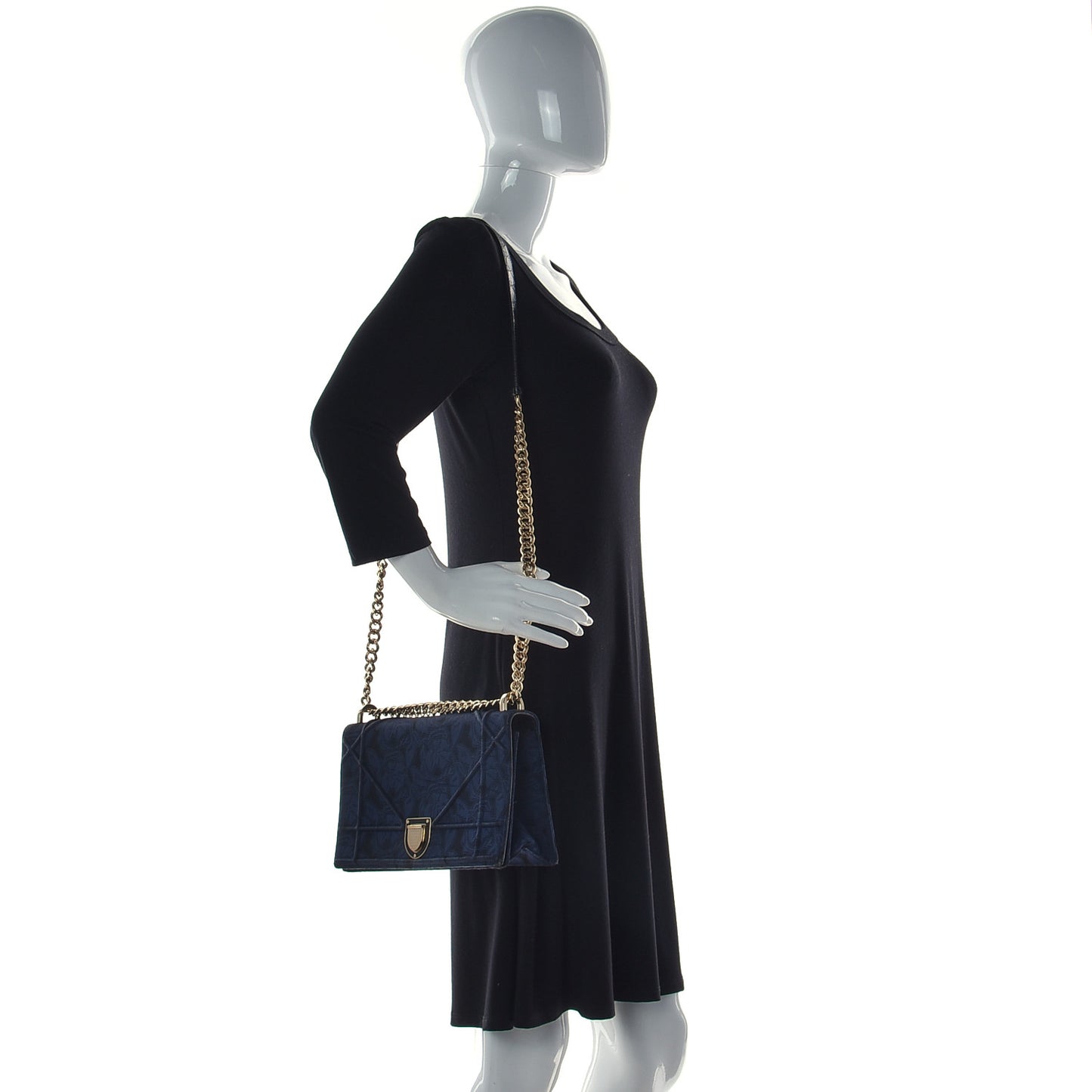 Jacquard Floral Medium Diorama Flap Bag Blue