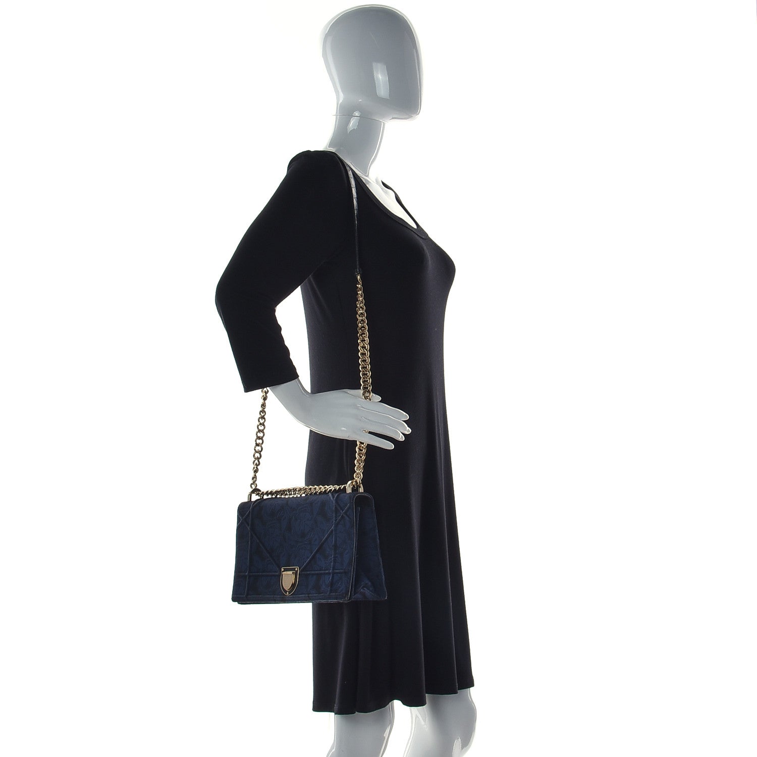 Christian Dior Jacquard Floral Medium Diorama Flap Bag Blue 2 of 12