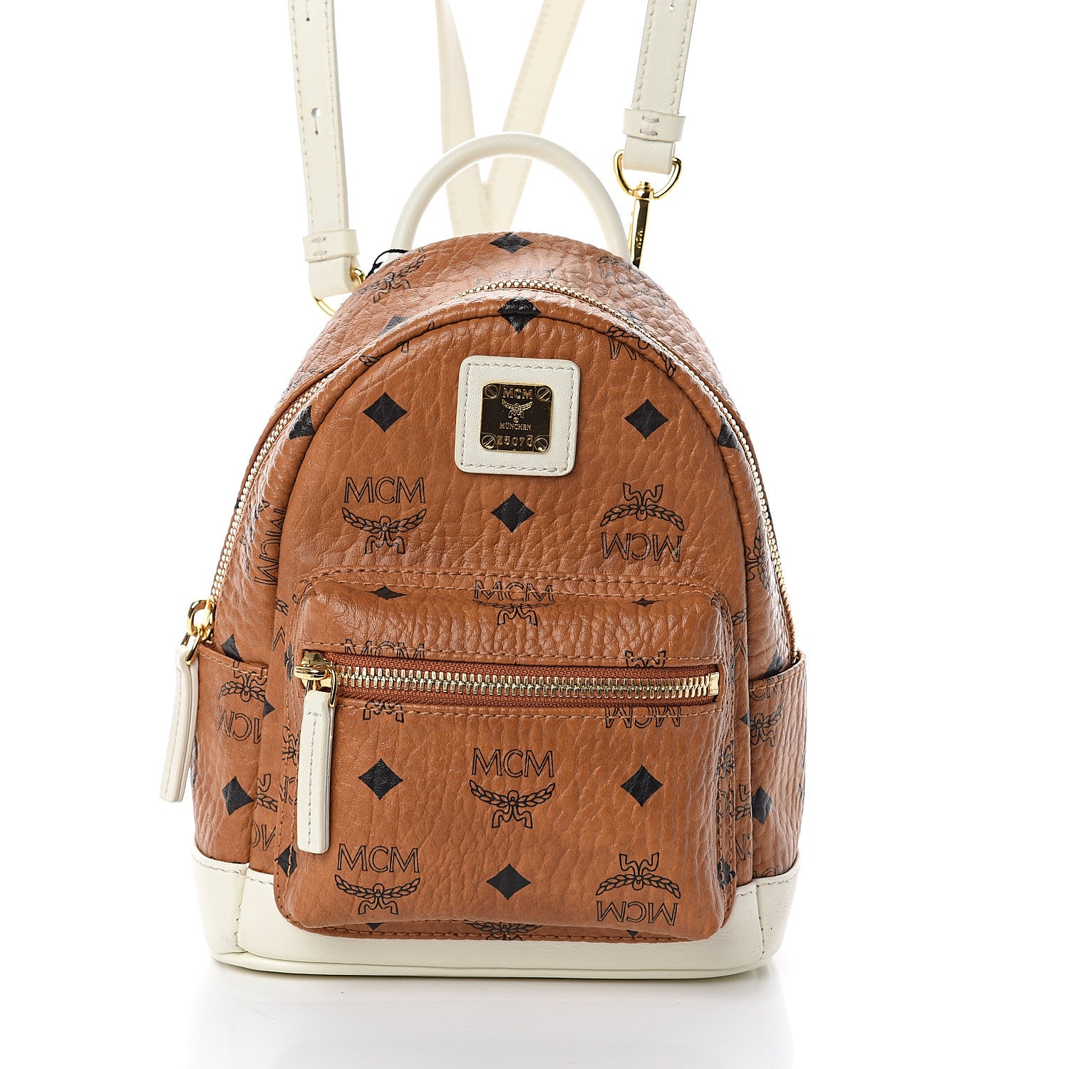 MCM Visetos X-Mini Stark Backpack Cognac White 6 of 8