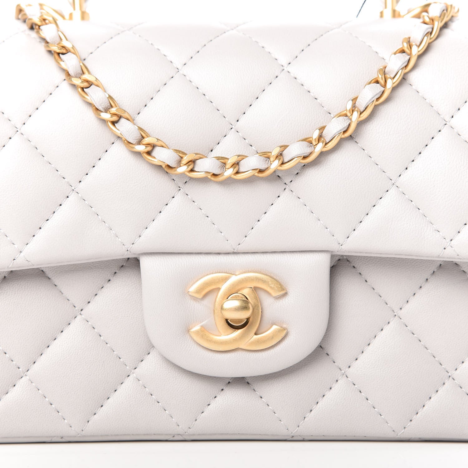 Chanel Lambskin Quilted Mini Top Handle Rectangular Flap Grey 10 of 11