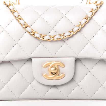 Chanel Lambskin Quilted Mini Top Handle Rectangular Flap Grey 10 of 11
