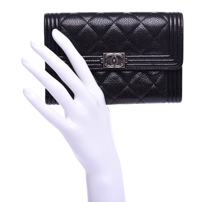 Chanel Caviar Quilted Medium Boy Flap Wallet Black 2 of 8