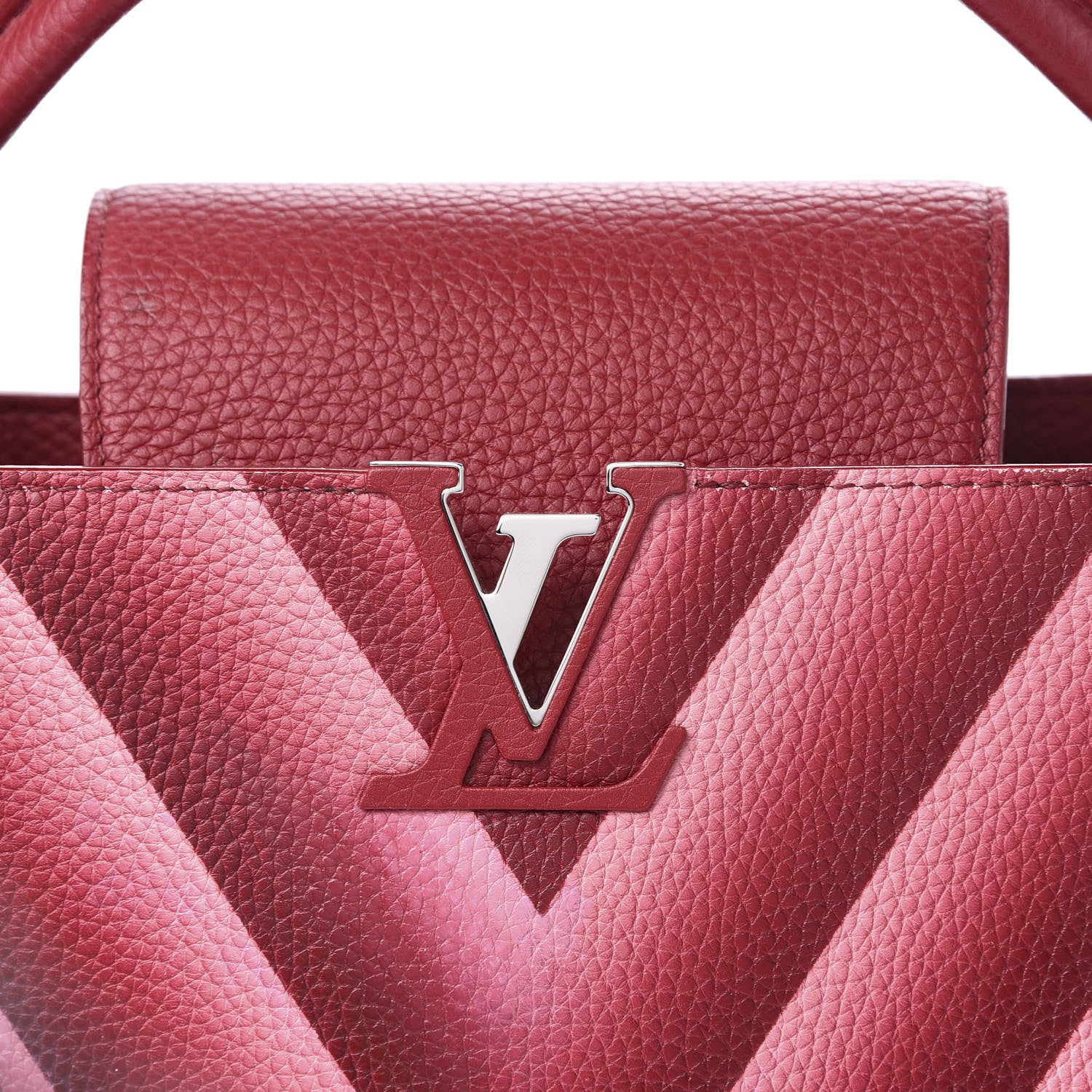 Louis Vuitton Taurillon Chevron Capucines PM Cherry 9 of 9