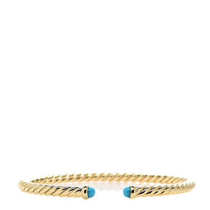 David Yurman 18K Yellow Gold Turquoise 4mm Cablespira Bracelet 1 of 4