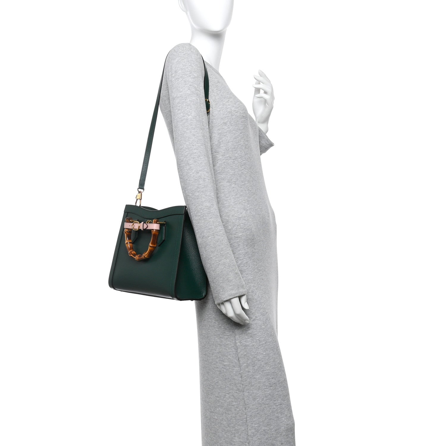 Gucci Wonka Grain Calfskin Small Diana Tote Bag Vintage Green Powder Pink 2 of 9