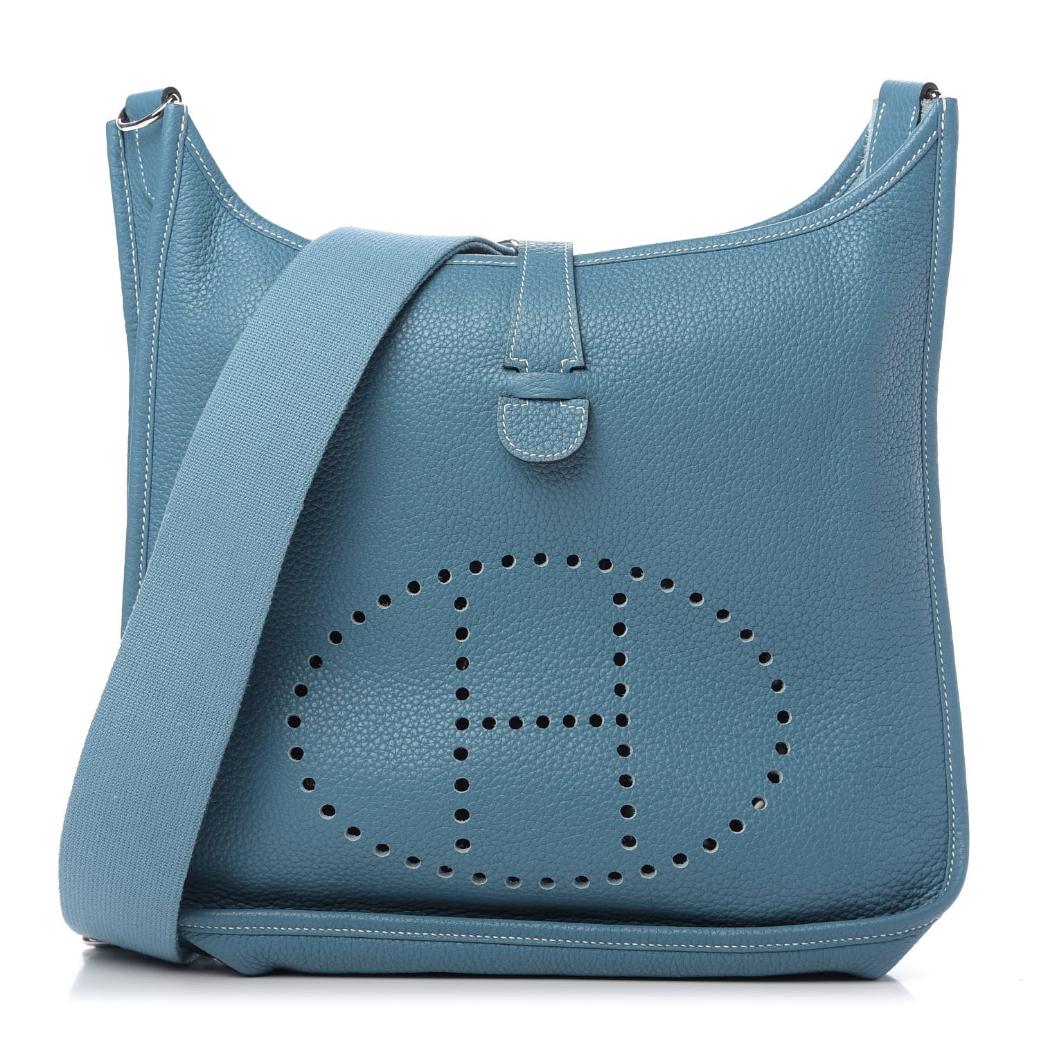 Hermes Taurillon Clemence Evelyne III GM Blue Jean 1 of 8