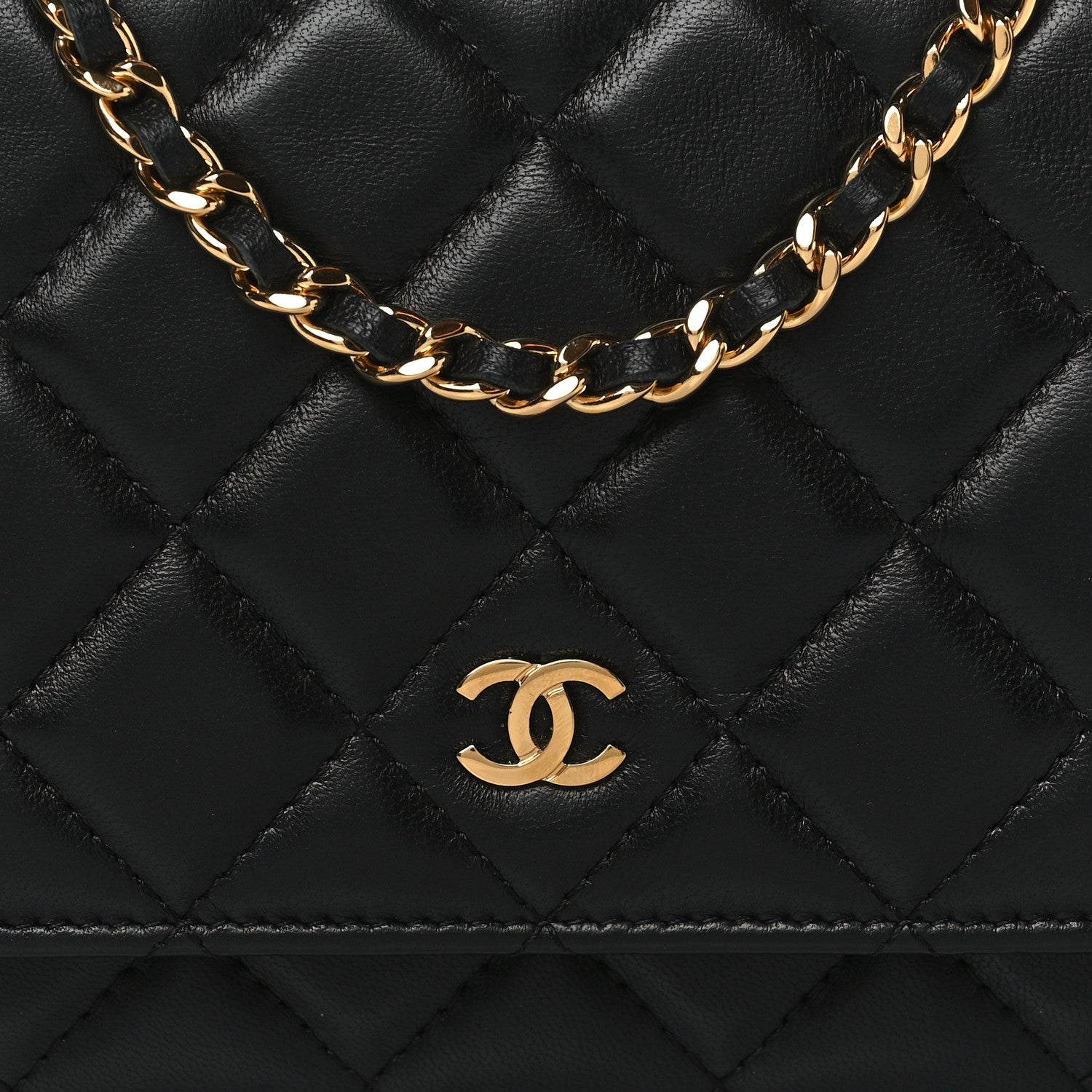 Chanel Lambskin Quilted Wallet On Chain WOC Black 8 of 11