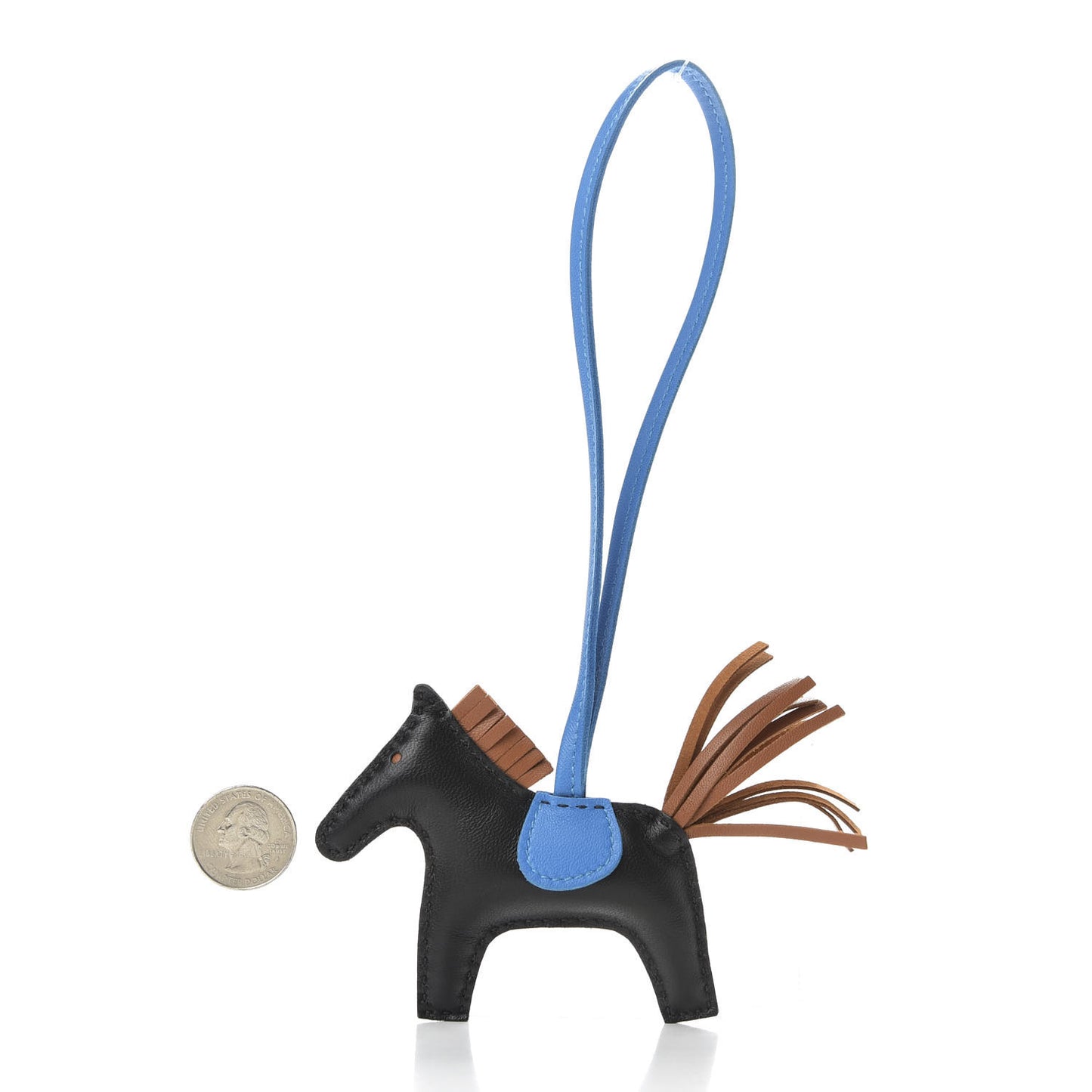 Milo Lambskin Grigri Rodeo Horse Bag Charm PM Black Gold Bleu Zanzibar