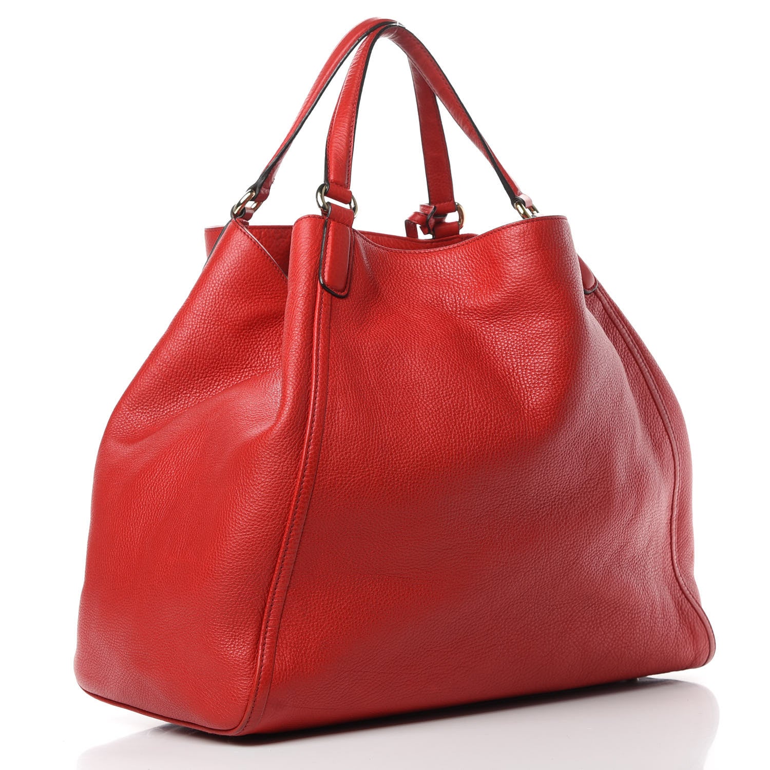 Gucci Pebbled Calfskin Large Soho Shoulder Bag Red 3 of 17