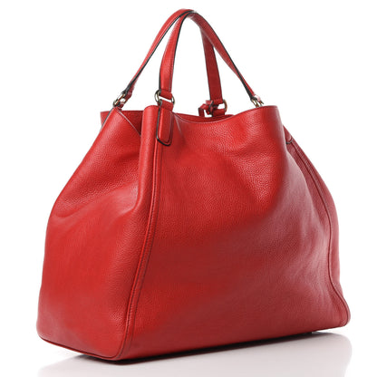 Gucci Pebbled Calfskin Large Soho Shoulder Bag Red 3 of 17
