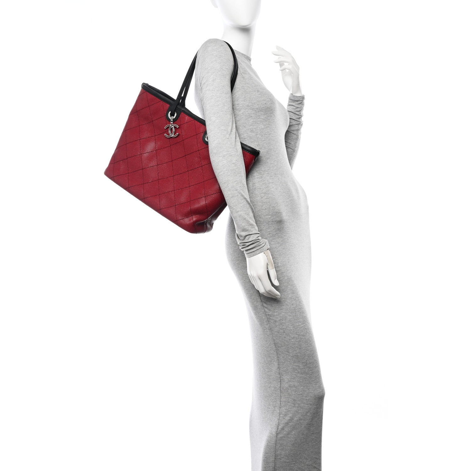 Chanel Grained Calfskin Shopping Fever Tote Red 2 of 11