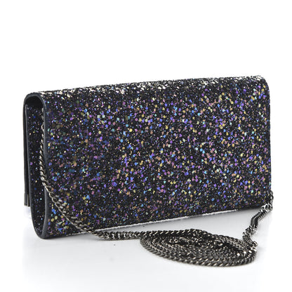 Jimmy Choo Glitter Milla Wallet on Chain Petrol 3 of 9