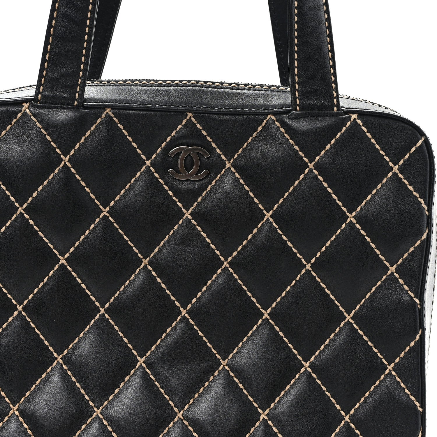 Chanel Calfskin Wild Stitch Vertical Top Handle Bag Black 9 of 11