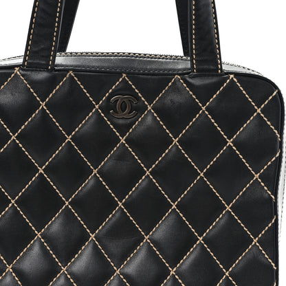 Chanel Calfskin Wild Stitch Vertical Top Handle Bag Black 9 of 11