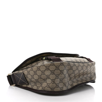 Gucci GG Plus Monogram Medium Double Buckle Flap Messenger Bag Beige Dark Brown 3 of 10