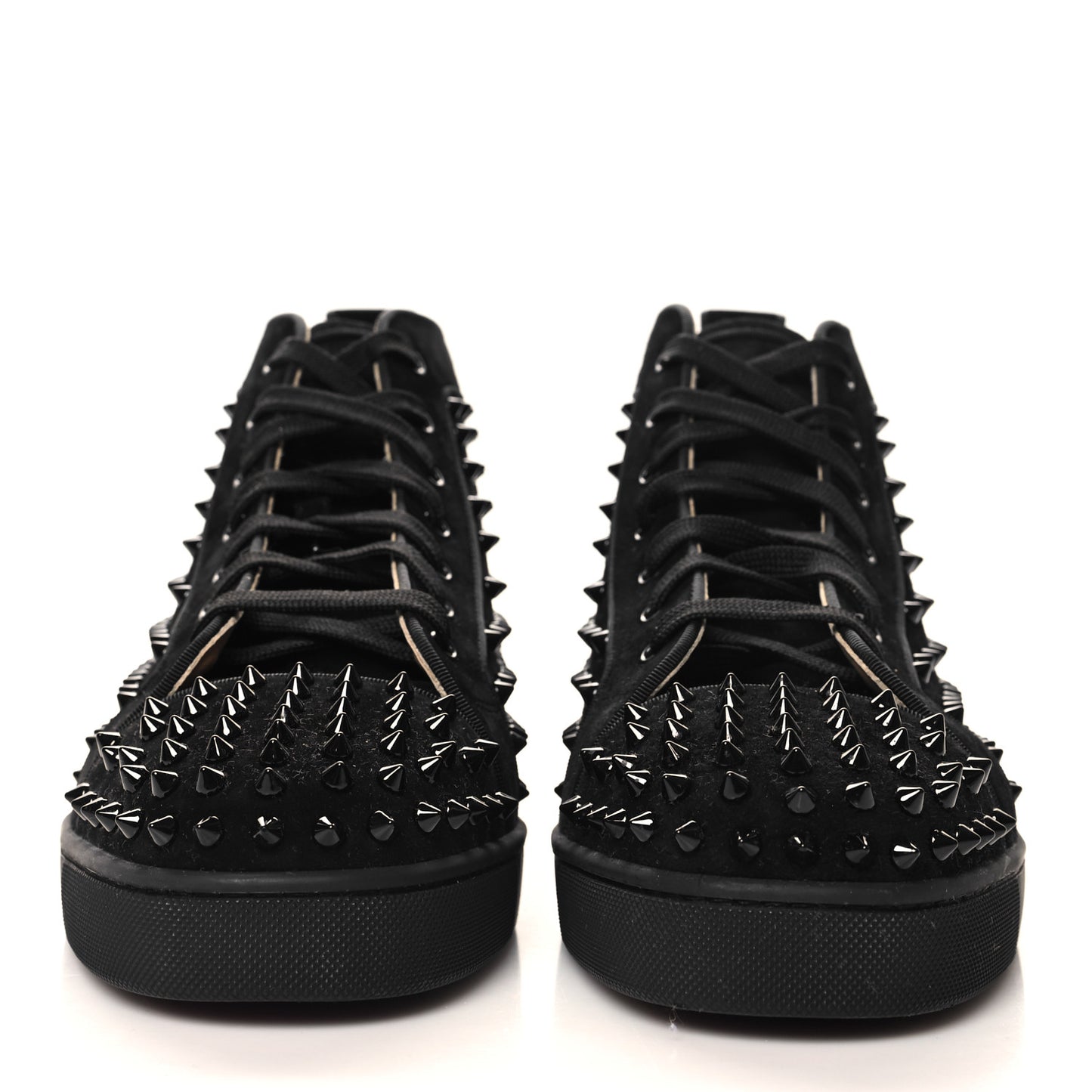 Veau Velours Mens Louis Orlato Flat Spikes Sneakers 45.5 Black