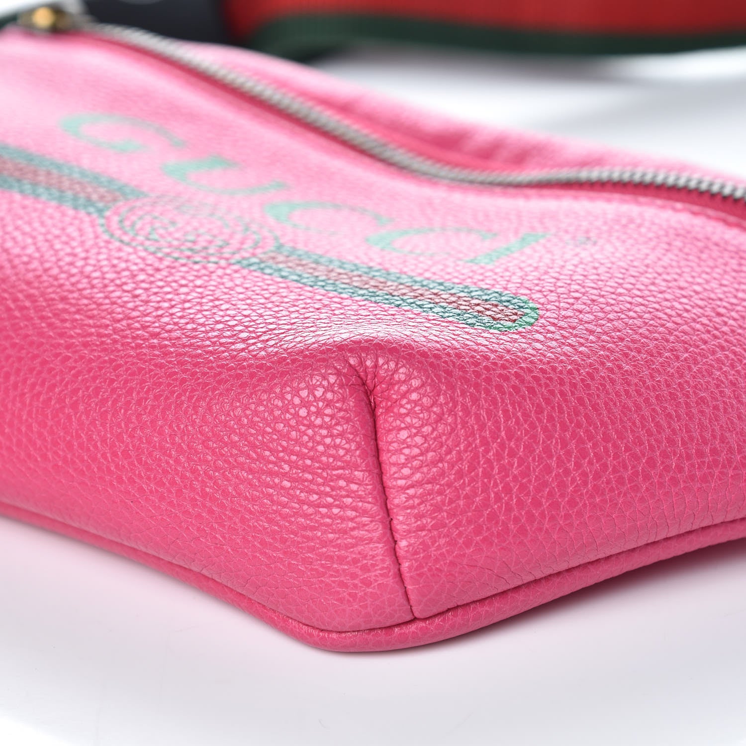 Gucci Grained Calfskin Small Logo Belt Bag Box Pink Green 9 of 10
