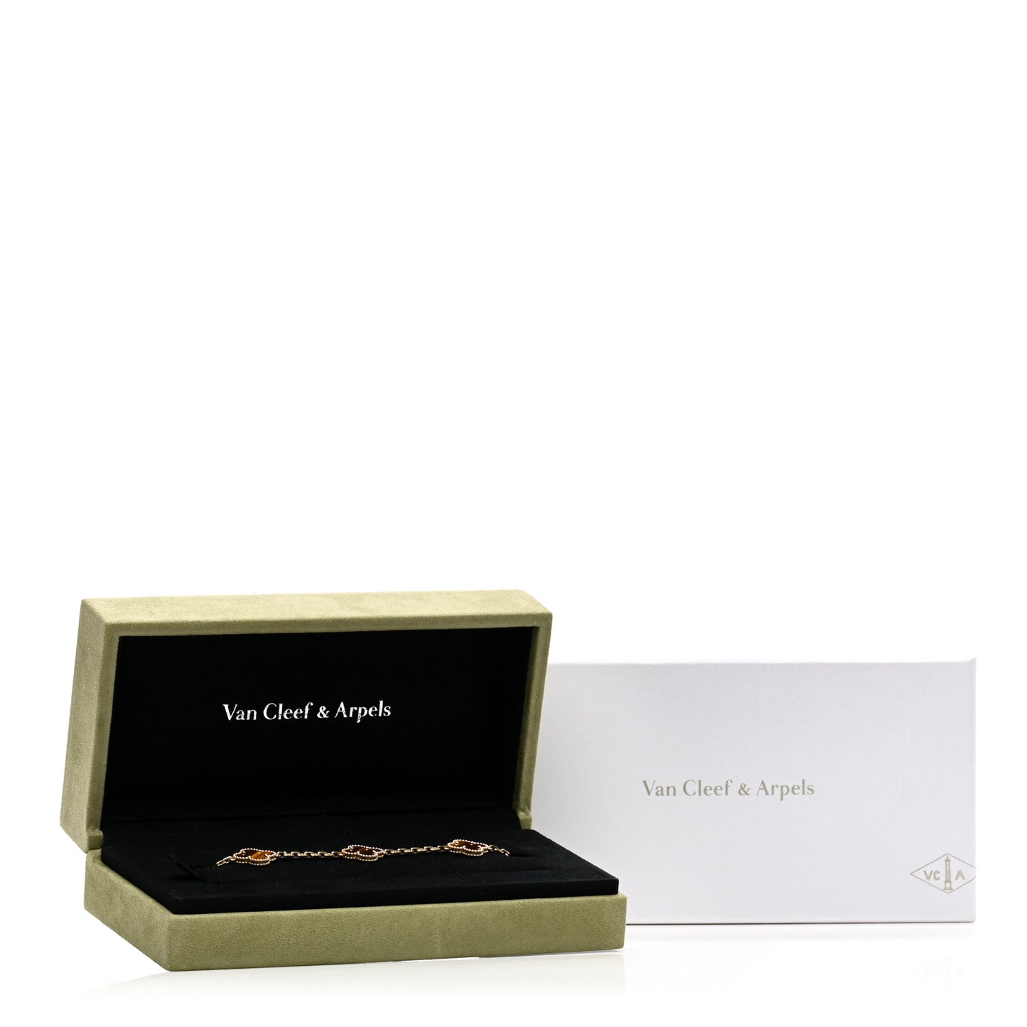 18K Yellow Gold Tiger Eye 5 Motifs Vintage Alhambra Bracelet