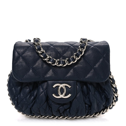 Chanel Washed Lambskin Quilted Mini Chain Around Messenger Navy Blue 1 of 10