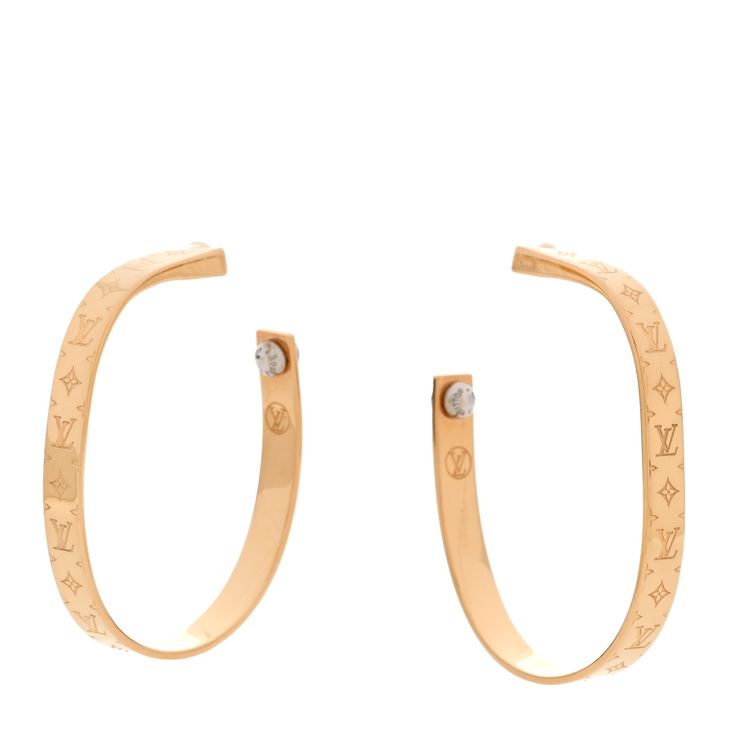 Louis Vuitton Metal Nanogram Hoop Earrings Gold 1 of 7