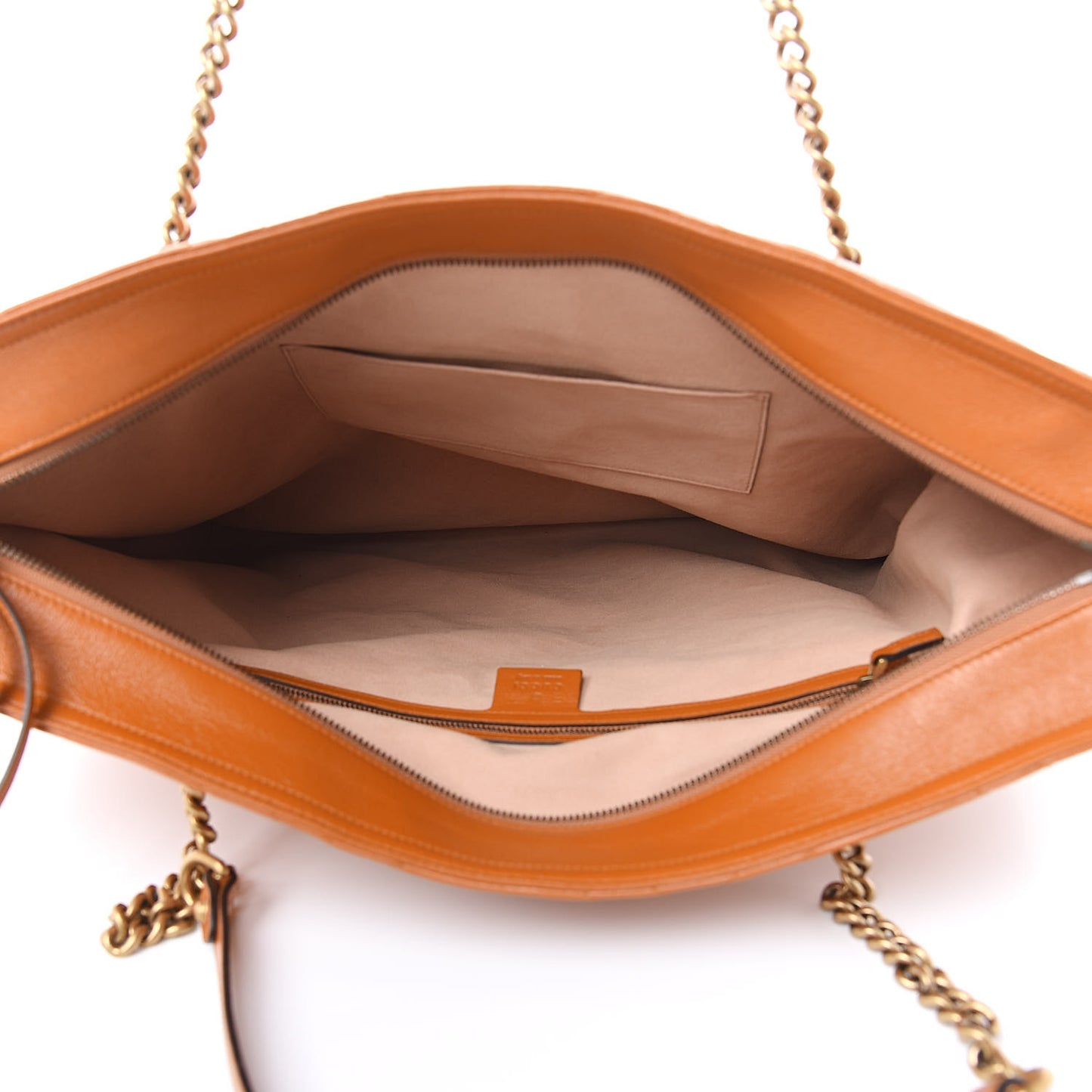 Azalea Calfskin Matelasse Large GG Marmont Slim Tote Cognac