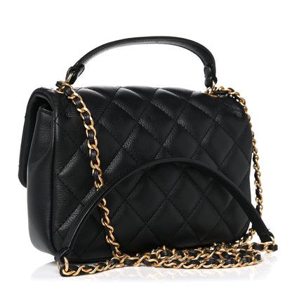 Chanel Calfskin Quilted Top Handle Flap Black 3 of 10
