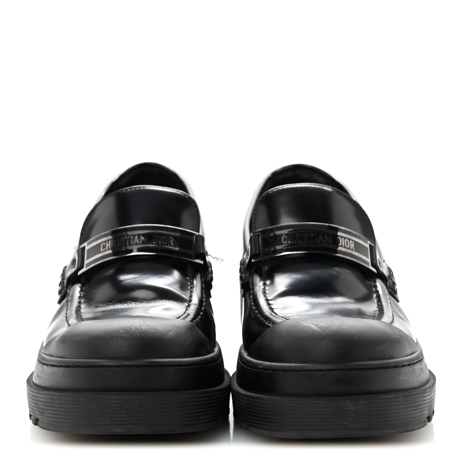 Christian Dior Brushed Calfskin Rubber Dior Code Cap Toe Lug Sole 35mm Loafers 40 Black 3 of 11