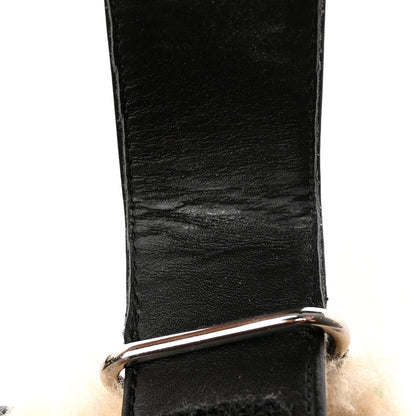Hermes Calfskin Woolskin Womens Chypre Sandals 40.5 Black Ecru 12 of 14