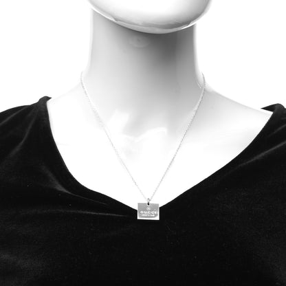 Gucci Sterling Silver Trademark Logo Square Pendant Necklace 2 of 6