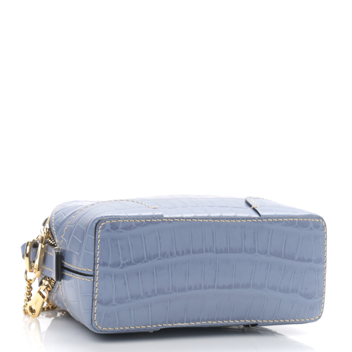 Crocodile Embossed Mini Daria Chain Bag Washed Blue