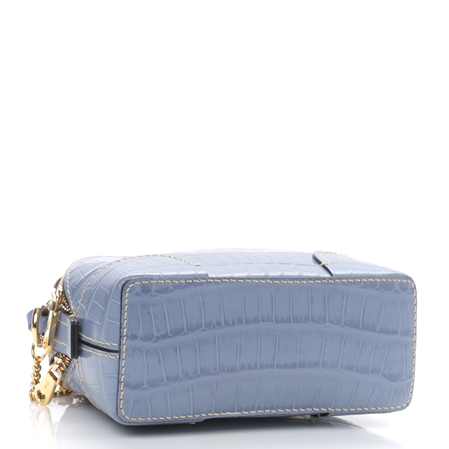 Chloe Crocodile Embossed Mini Daria Chain Bag Washed Blue 4 of 9