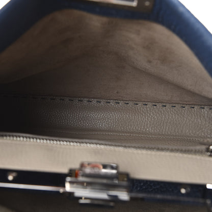 Fendi Cuoio Romano Selleria Bi-Color Medium Peekaboo Iconic Satchel Blue Latte 5 of 11